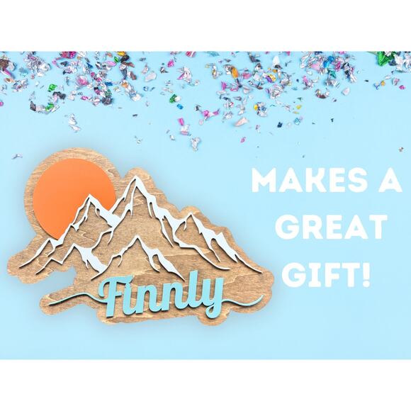 Custom Mountain Name Sign Kids Room & Nursery Wall Decor Wood Sign 16" x 11.5" - Picture 7 of 10